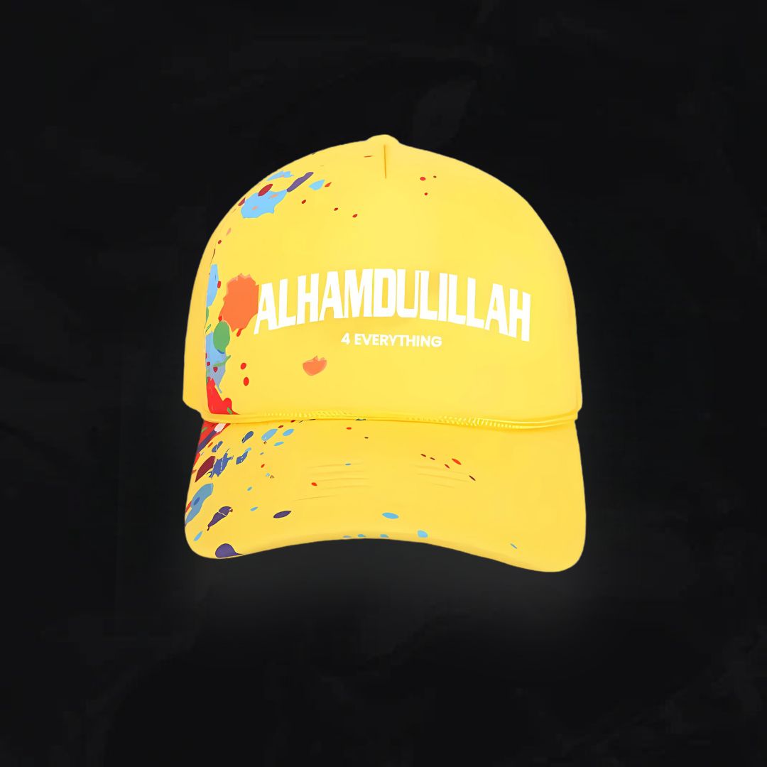 Yellow Cap with Paint Splash Design
