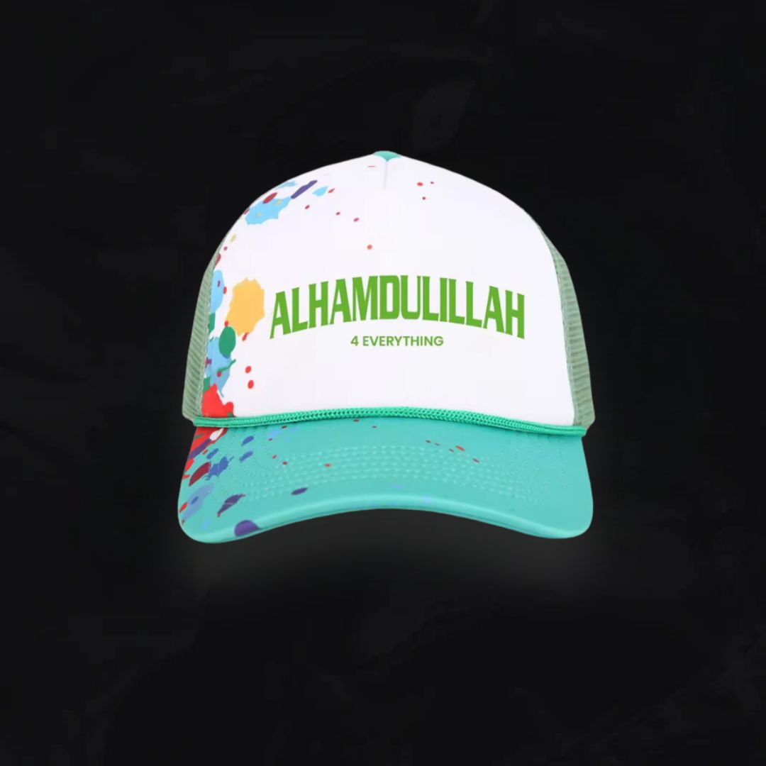 Sea Green Cap with Paint Splash Design